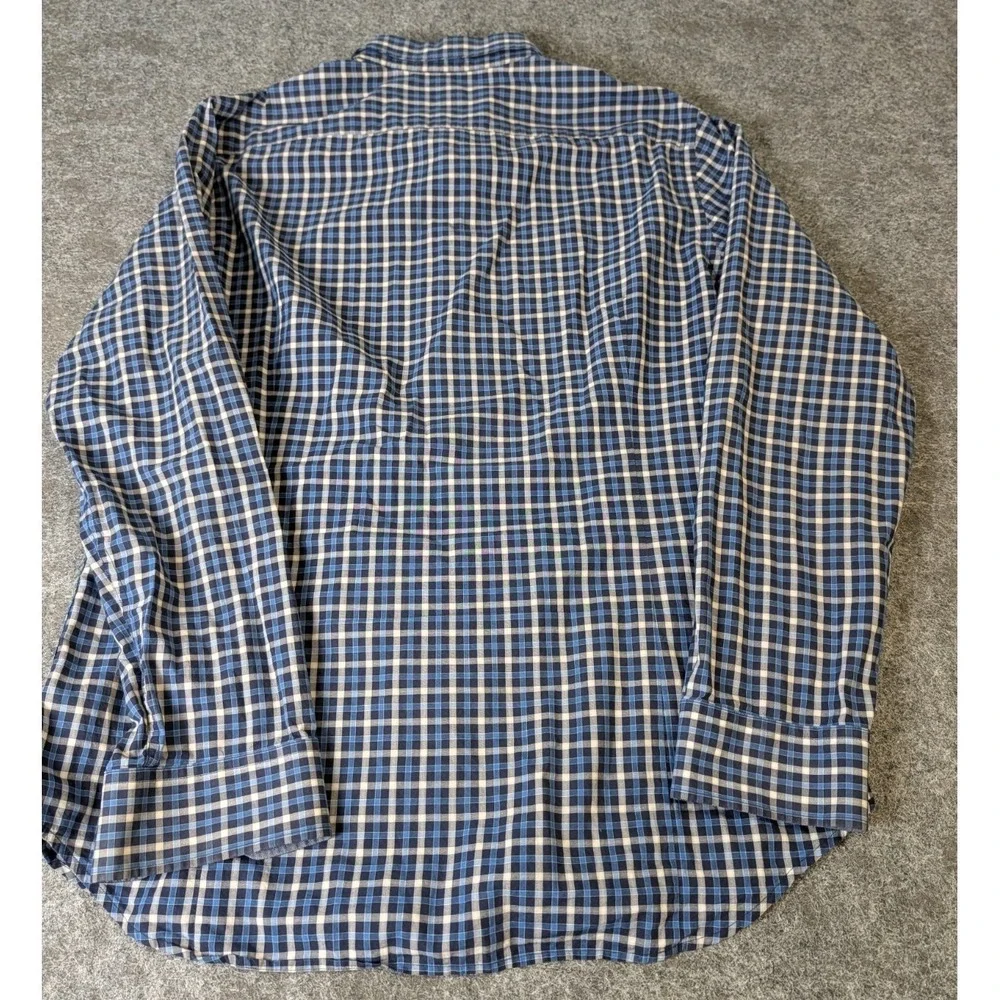 Banana Republic Men's L Soft Wash Tailored Slim Fit Shirt Blue Plaid Long Sleeve